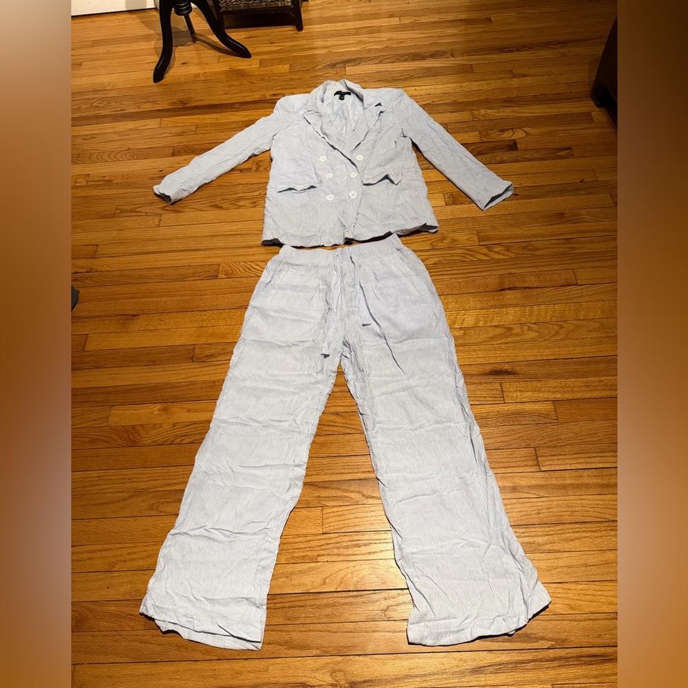 Forever 21 crystal blazer double breast matching pants textured co ord Suit Set